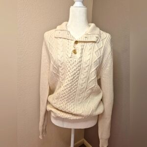 St. Johns‎ Bay Classic Casual Cable Knit Sweater Long Sleeve Cream LARGE Box2